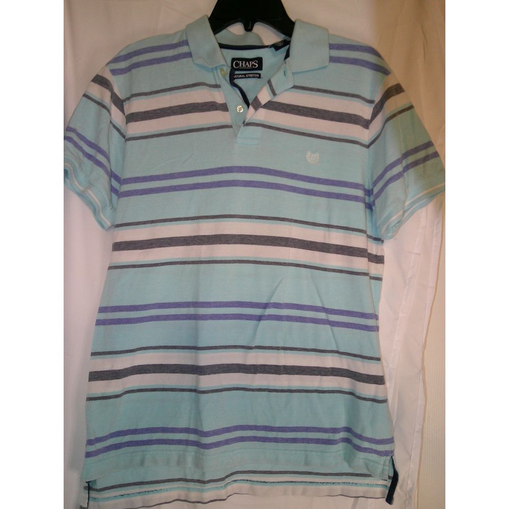 Chaps Mint Green Striped‎ Polo Shirt Casual Cotton Summer Golf